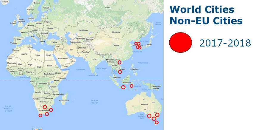 World Cities - Non_EU Cities Map 2017-2018